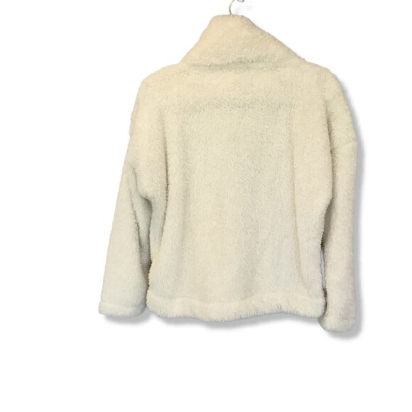 Tommy Hilfiger Teddy Jacket Women's Size Medium Pullover Quarter Zip White Cozy - Picture 2 of 8